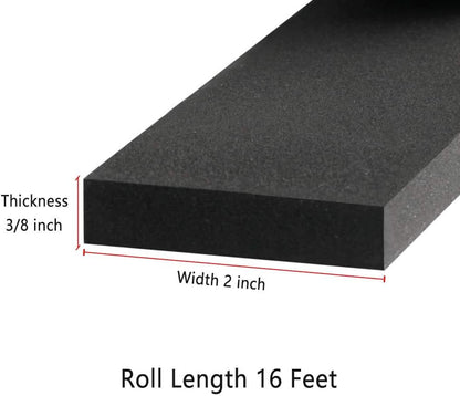 Neoprene Weather Stripping -2" W x 1/8" T- Self Adhesive Foam Rubber Seal Strip Tape for Sliding Door Window Insulation