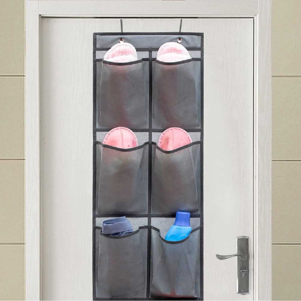 2 Packs Over The Door Hanging Closet Shoes Holder Organizer Shoe Storage Shoe Rack with 6 Pockets (Clear PVC Pockets)
