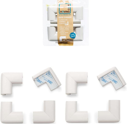 Roving Cove HeftyFit Corner Protector for Baby (4 Large Corners), Heavy-Duty Soft Rubber Foam Furniture Corner Bumper Guards, 3M Adhesive Pre-Taped, Oyster White (Off White)