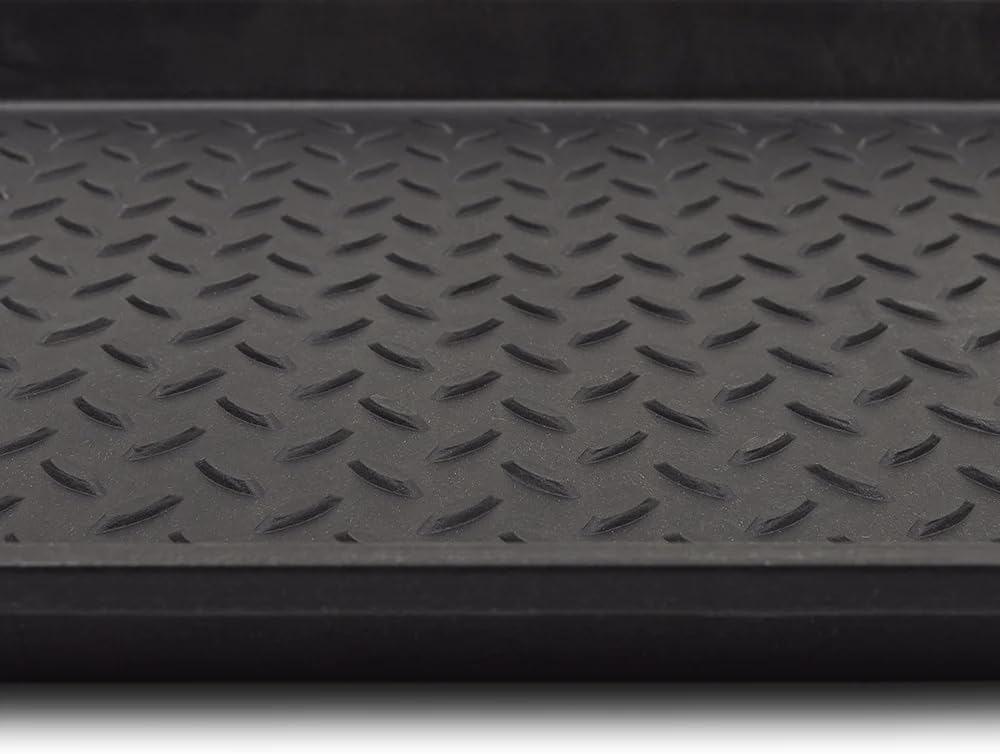 All-Weather Indoor/Outdoor Boot Tray - Weather-Resistant Hard Plastic Shoe Mat with Raised Edge for Entryways, Decks