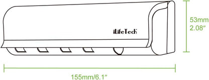 Dustproof Toothbrush Holder with Cover, Wall Mounted 5 Slots | Fits Electric Toothbrushes, Strong Peel, Stick Adhesive, Smooth Tile, Glass, Marble, Shower, RV