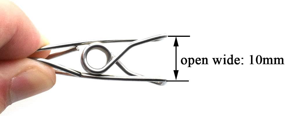 HAHIYO Clothespins Chip Clips All Metal Stainless Steel No Rust Stains Strong Grip in Heavy Wind 2 Inches 24 Pack Do Not Fall Apart Open Wide for Holding Clothes Snack Bag Clamps