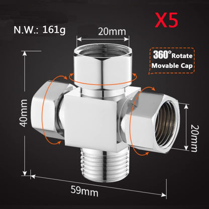 Water Diverter Fitting Adapter, Add-A-Tee G1/2" Hose Connector Adapter for Angle Valve adapter, Shower arms, Toliet Bidet Sprayer, Hose Pipe Fittings (3 Way T2)