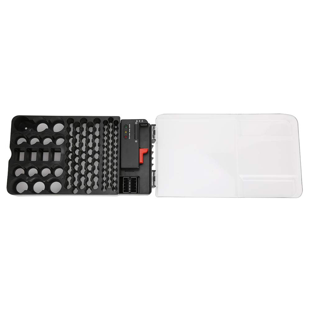 Multifunctional 104 Grids Battery Organizer Case with Tester - Store AAA, AA, C, D, 9V & Button Cells