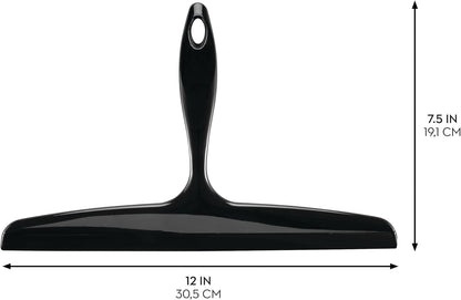 iDesign Plastic Bath Squeegee for Glass with Suction Hook Holder – 12", Clear