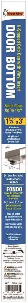 Frost King U37H Drip Cap Door Bottom 1-3/4-Inch by 36-Inch, Silver