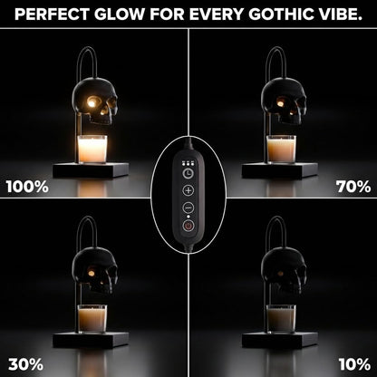 Skull Candle Warmer Lamp with Timer and Dimmer *Candles NOT Included – Black Gothic Candle Lamp Warmer w/Adjustable Height, 2 Light Bulbs – Skull Decor, Goth Gothic Decor Spooky Home & Witchy Gifts