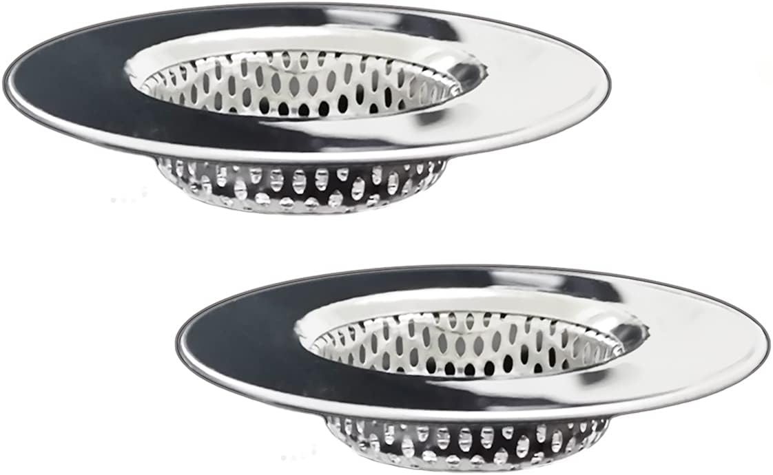 Seatery Bathtub Drain Strainers, Tub Drain Hair Catcher, Stainless Steel Bath Drain Cover Basket, Outer Diameter 3.0 inch/7.7cm, Inner Diameter 1.60 inch/4.0cm, Pack of 2