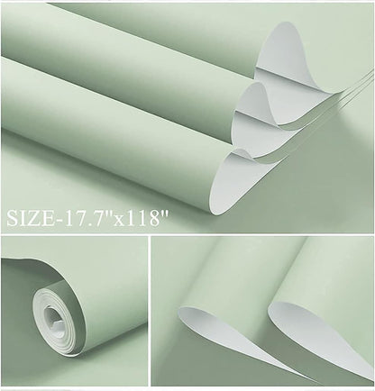 Dimoon 118''x17.7'' Green Peel and Stick Wallpaper Contact Paper Modern Self Adhesive Wall Paper Removable Renter Friendly Textured Solid Color Shelf Cabinet Vinyl Roll (118''x17.7'',Dark Green) - Colors B