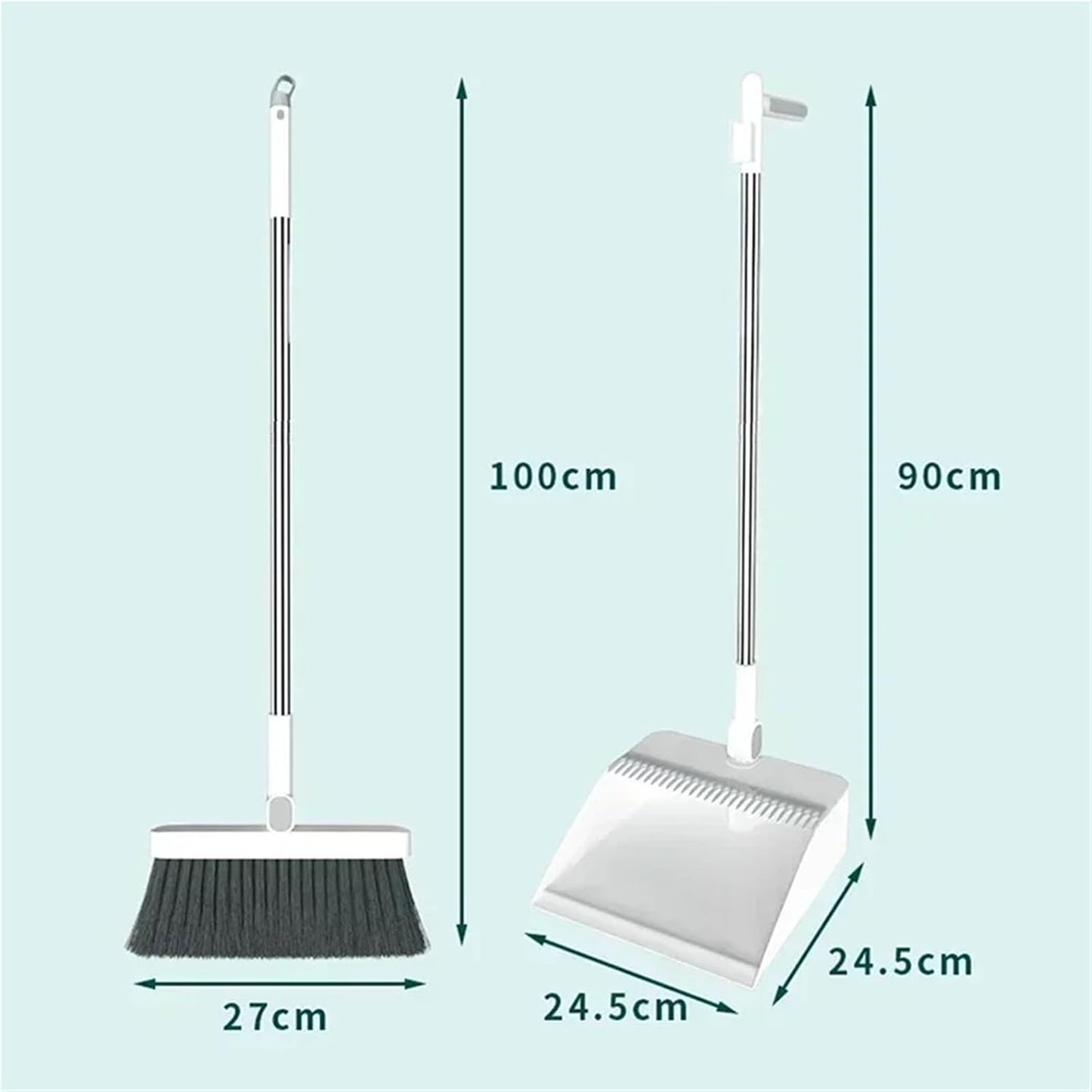 2PCS/Set Broom and Scoop Set Folding Dustpan High-end Bathroom Water Wiper to Sweep Brush Garbage Squeegee Home Cleaning for Home Kitchen Shop(Blue-2PCS)