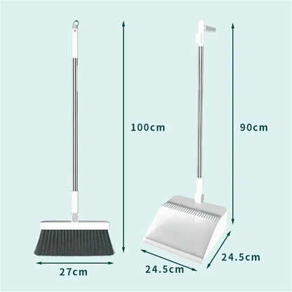 2PCS/Set Broom and Scoop Set Folding Dustpan High-end Bathroom Water Wiper to Sweep Brush Garbage Squeegee Home Cleaning for Home Kitchen Shop(Blue-2PCS)