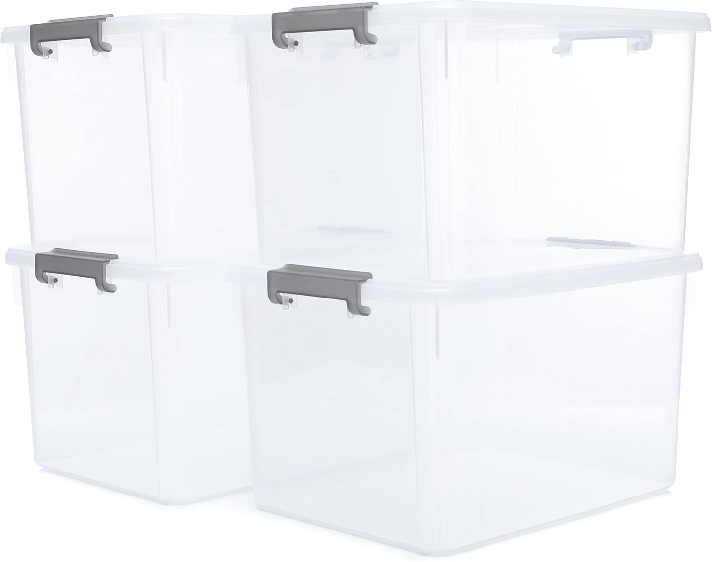 Citylife 57 QT Plastic Storage Bins with Double-Opening Lids, Storage Containers for Organizing, Large Clear Storage Box for Closet, Blankets, 2 Packs