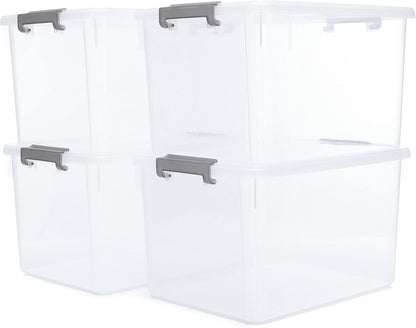 Citylife 57 QT Plastic Storage Bins with Double-Opening Lids, Storage Containers for Organizing, Large Clear Storage Box for Closet, Blankets, 2 Packs