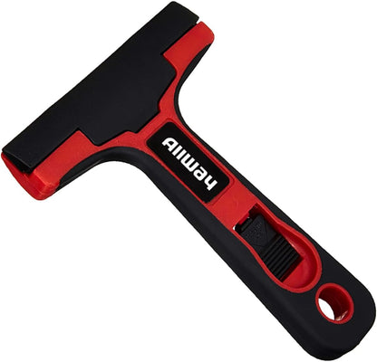ALLWAY GTS-G Glass & Tile Scraper with Snap-On Blade Guard, 4" | Soft-Grip Handle, Easy Blade Change