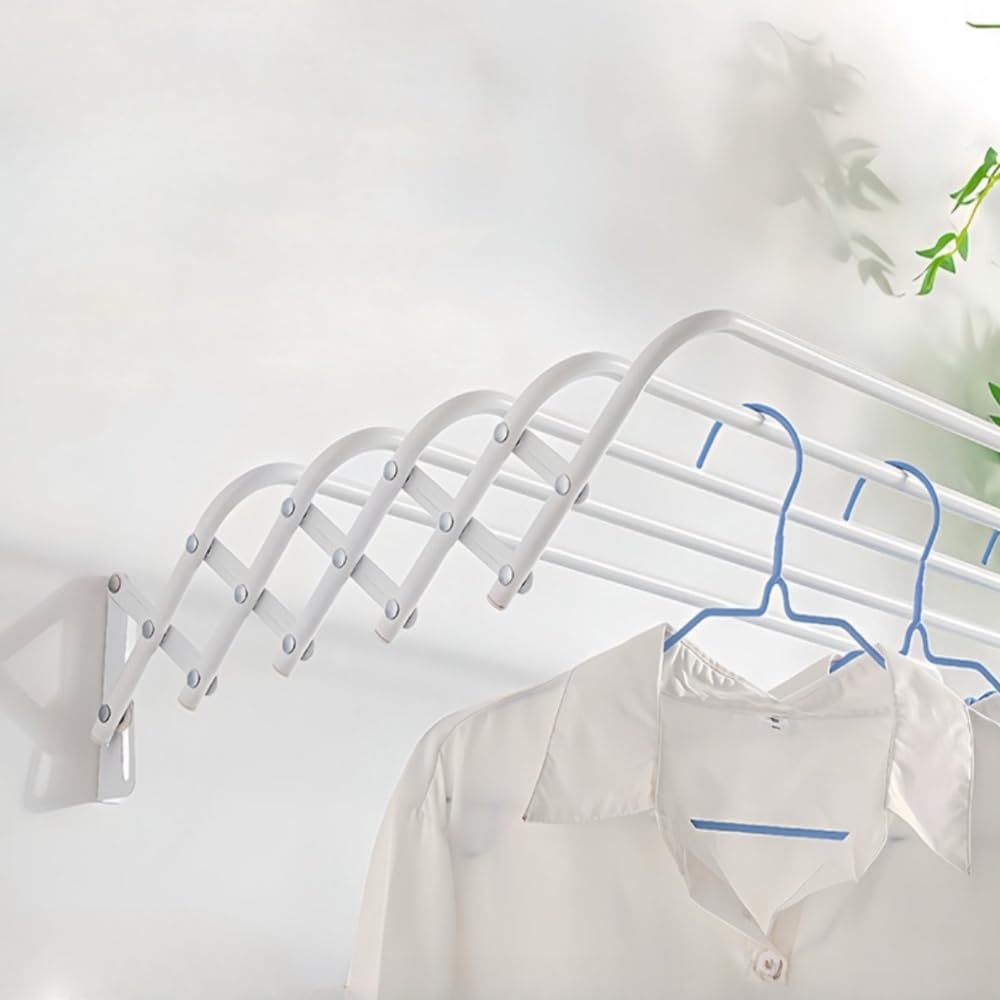 Clothes Drying Rack, Wall Mounted, Retractable, 3 Fold Accordion Design, Space Saving, Durable, Heavy Duty for Laundry Room, Bathroom, Indoor, Outdoor Use