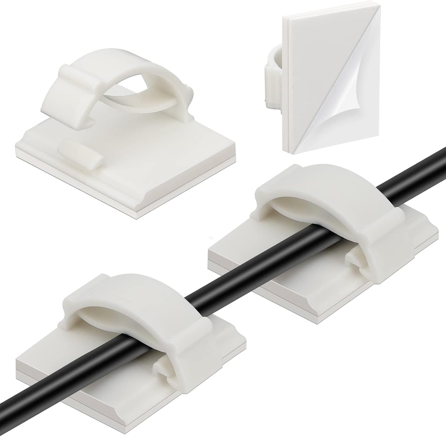 Segarty Cable Clips White, 100 PCS Small Self Adhesive Wire Ties Holder Adjustable Cords Organizer Clamps Ideal Cord Management for Hanging Tidying Wires for PC Desk Car Wall Office Home Outdoors
