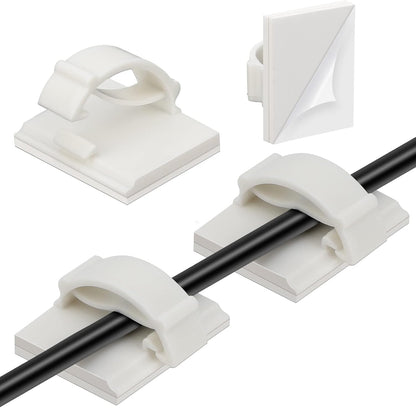 Segarty Cable Clips White, 100 PCS Small Self Adhesive Wire Ties Holder Adjustable Cords Organizer Clamps Ideal Cord Management for Hanging Tidying Wires for PC Desk Car Wall Office Home Outdoors