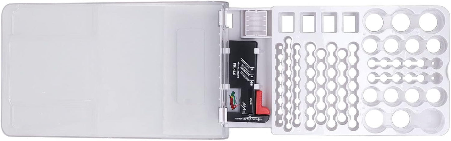 Zopsc Battery Storage Box, Carrying Case with Capacity Test Instrument, Holder Organizer for Car Home