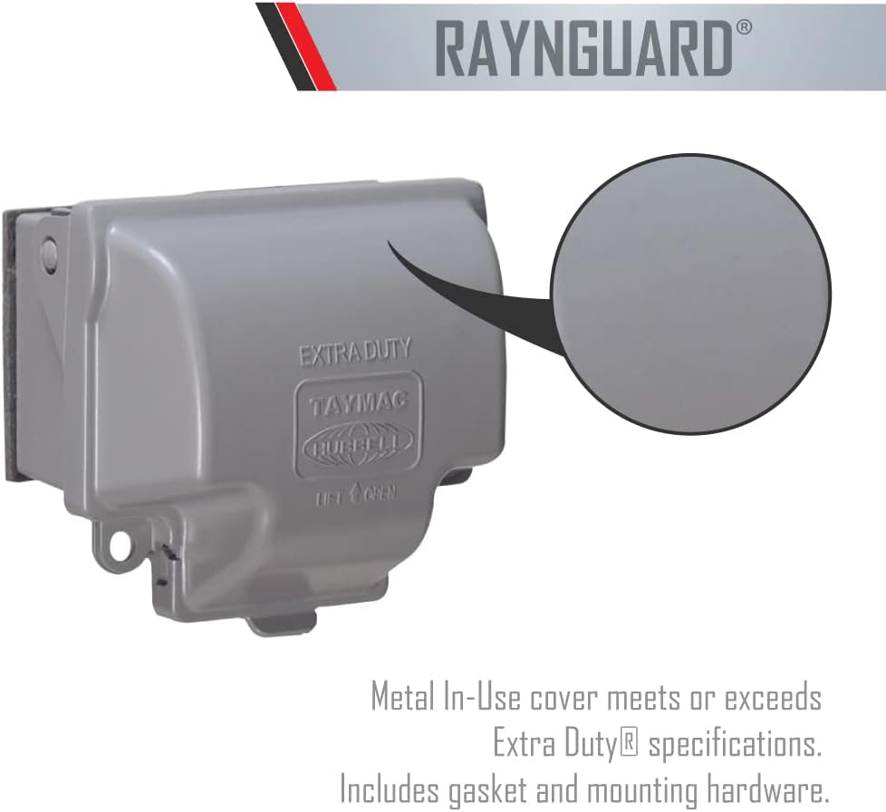 TayMac MX3200 RaynGuard Extra Duty Metal Weatherproof in-Use Cover, 1-Gang, Gray, 3.55 x 3.37 x 6.12 inches