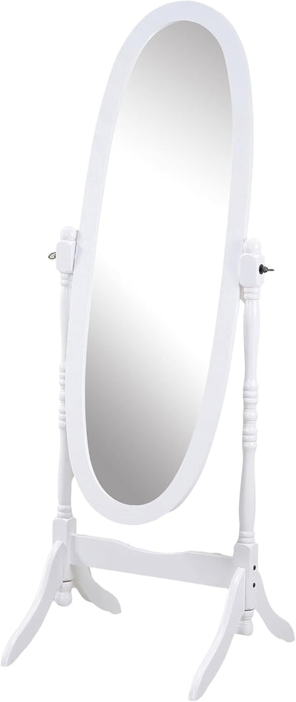 Full Length Mirror with Stand - Traditional Queen Anna Cheval Style in Solid Wood, Freestanding Adjustable Tilting Oval Glass for Bedroom & Dressing Room (Cherry)