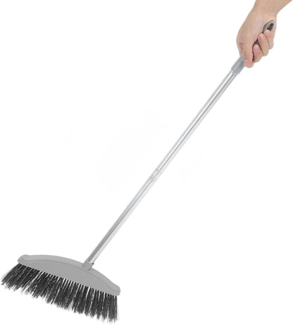 Veemoon Long Handle Floor Broom with Plastic Bristles Heavy Duty Household Sweeping Broom for Indoor and Outdoor Use Nordic Gray for Home Cleaning and Patio Sweeping