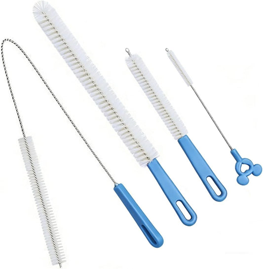 Flexible Drain Cleaning Brush Set, Long Pipe Cleaner for Kitchen Sink, Shower, Tub Hair Clogs, White, 4 Pack