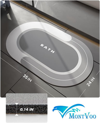 MontVoo Bath Mat - Non Slip, Quick Dry, Stain Resistant Bath Mat Rug for Bathroom Floor - Easy Care Shower Rug for Outside Bathtub - 17"x27" Grey