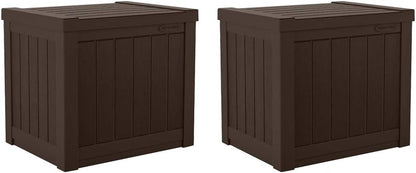 Suncast 22-Gallon Small Deck Box - Lightweight Resin Indoor/Outdoor Storage Container and Seat for Patio Cushions and Gardening Tools - Store Items on Patio, Garage, Yard - Stone Gray, Made in the USA