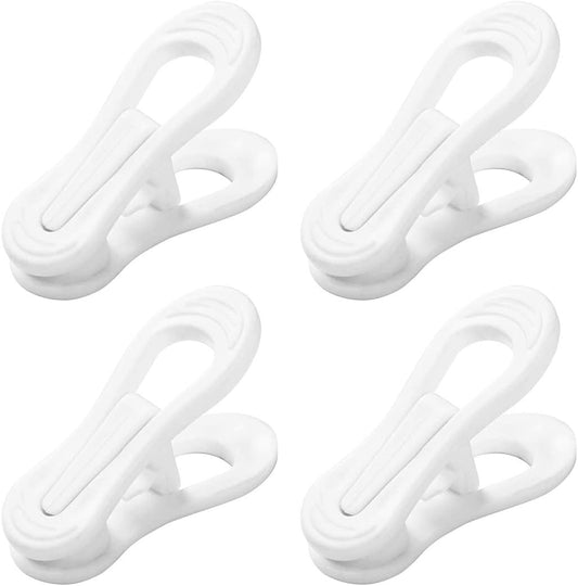Otylzto 20 Pcs Multi-Purpose Clips for Hangers, White Clothes Hanger Clips, Standard Plastic Hanger