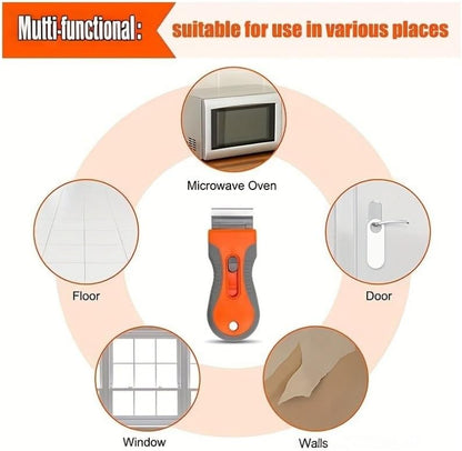 Retractable Razor Blade Scraper Tool, 2 Pack with 20 Extra Replacement Blades, Safety Lock Paint Scraper for Removing Stickers, Labels, Paint from Glass, Windows, Stovetop, Ceramic Surfaces