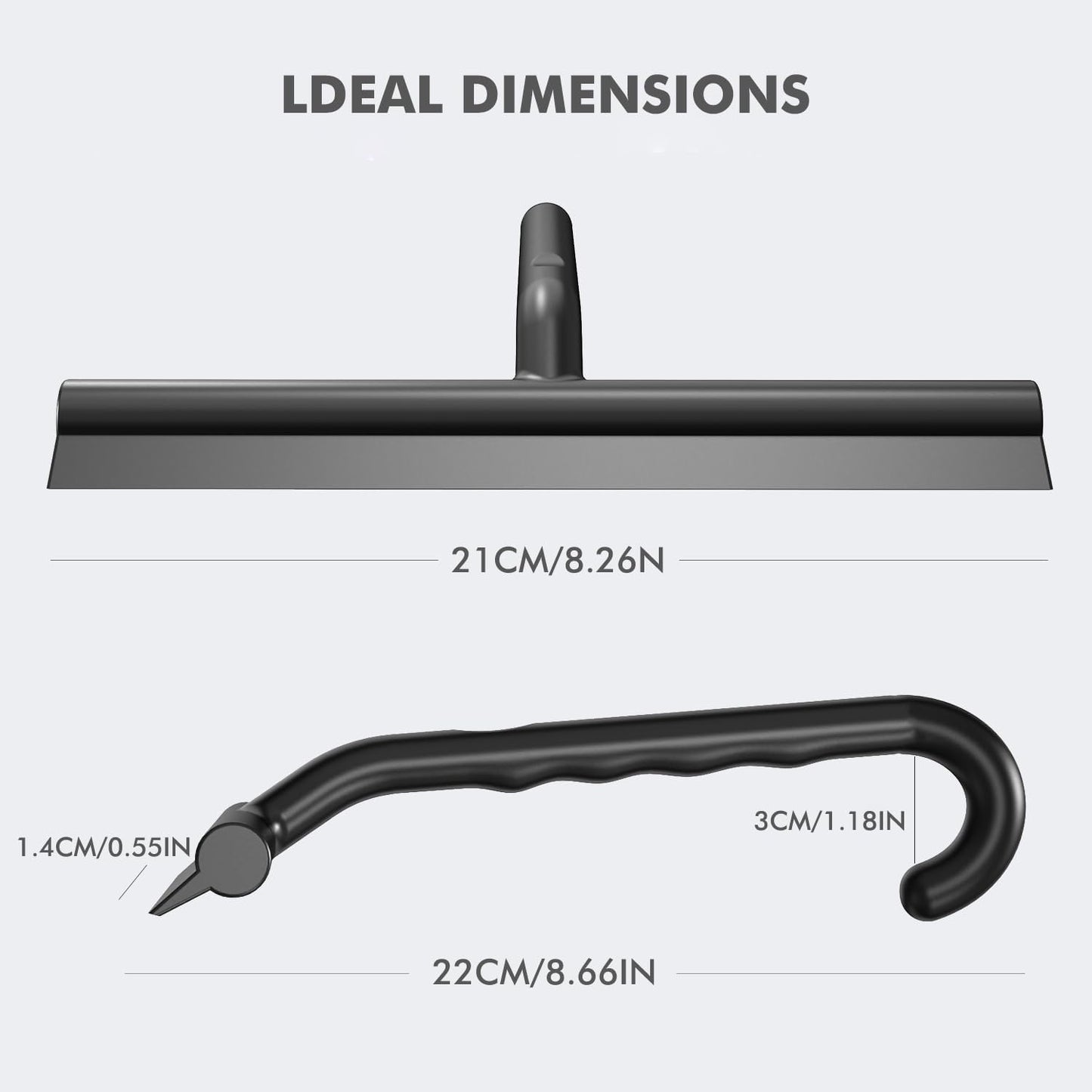 All-in-One Silicone Shower Squeegee with Built-in Large Hook, 145° Ergonomic Handle & Streak-Free Blade for Glass Doors, Bathroom Mirrors, Windows, Tiles & Car Windshields, 8.26 Inch