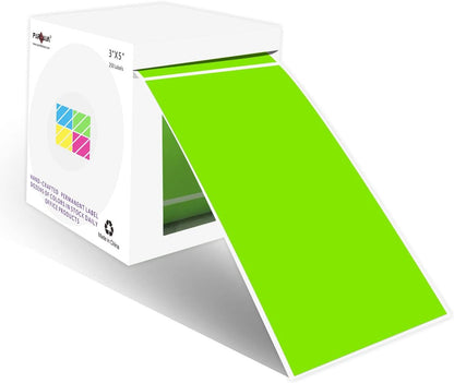 PARLAIM 3 X 5 Inch Rectangle Adhesive Color Coding Stickers,Square Inventory Stickers -250 Per Dispenser Box (Fluorescent Green)