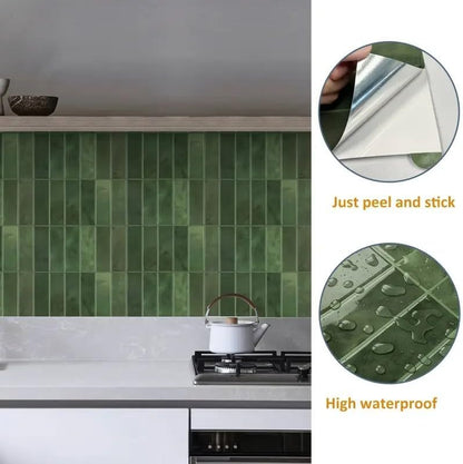 Heikki 20-Piece Kitchen Splash Guard Stickers, Peel-and-Stick Tile Splashbacks for Kitchen Islands, Bathrooms, Laundry Rooms, RVs, and Rental Spaces, 11.43 × 9 inches (Beige)