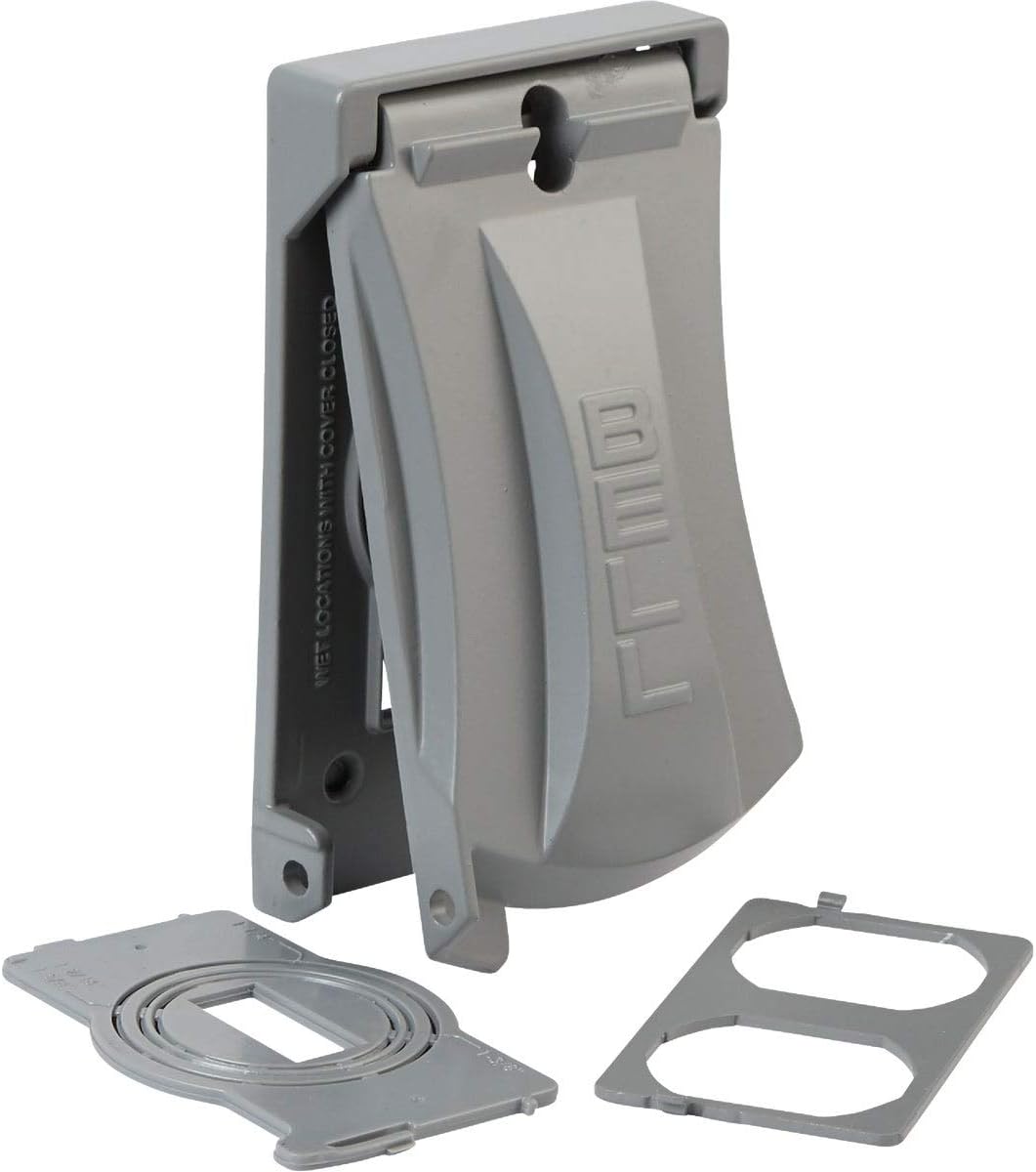 Hubbell Bell MX1050S Single-Gang Weatherproof Heavy Duty Universal Flip Cover, 2.87"W x 4.84"H, Gray Finish