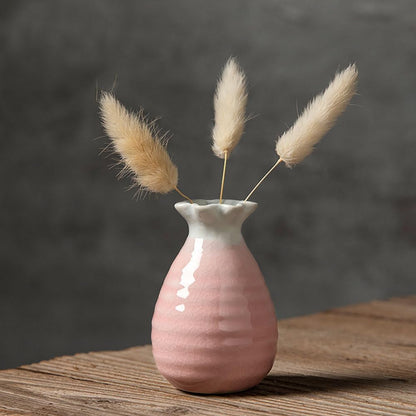 Daittin 3-Piece Ceramic Vase Set - Small Bud Vases for Dried/Fresh Flowers, Tabletop Decor for Living Room, Bedroom & Office, Compact & Stylish Decor Pieces for Gift Givers (Pink)