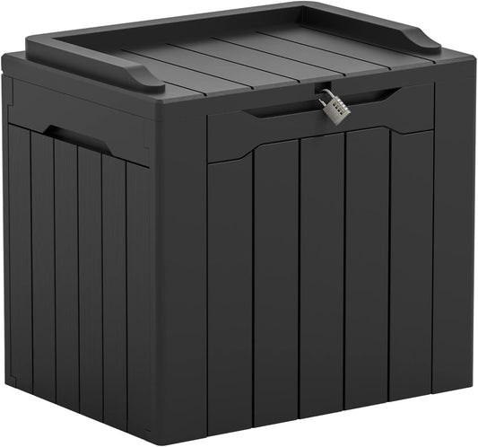 Greesum Outdoor Storage Box 31 Gallon Storage Box with Lid for Patio Furniture, Garden Tools, Pool Supplies, Waterproof and UV Resistant, Lockable, Dark Black