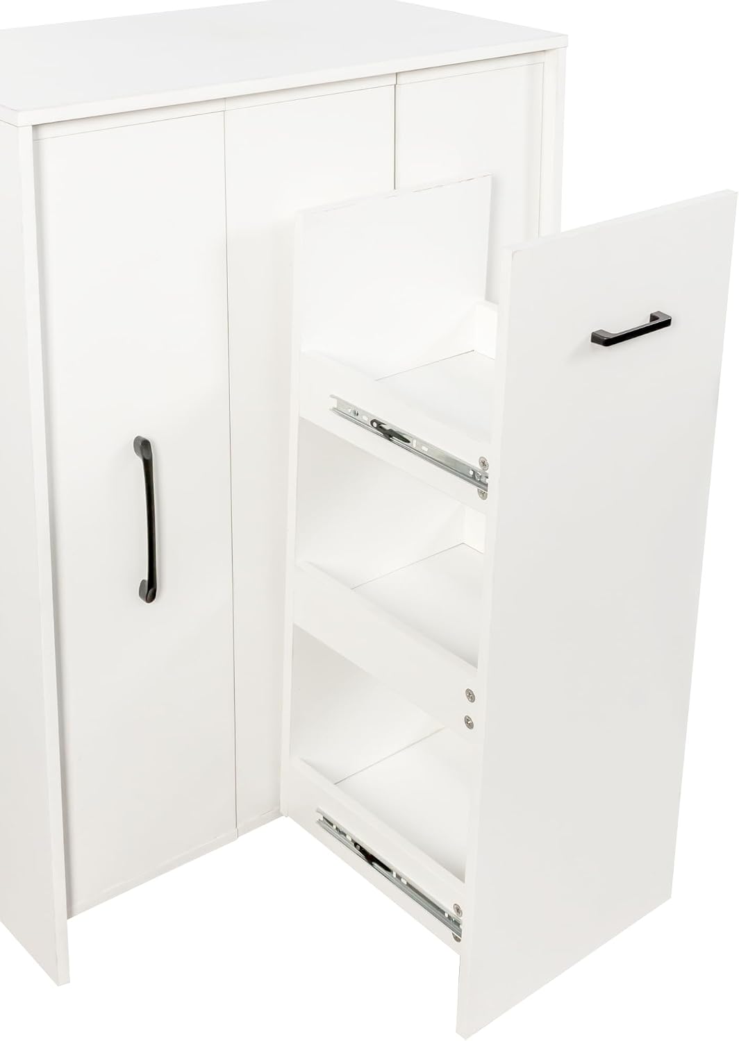 68'' Tall Narrow Storage Cabinet with Handle & Wheels, 7 Tier Pull-Out Kitchen Pantry Cart, Rolling Slim Freestanding Organizers Shelf Spice Rack for Small Spaces (White-Wheels, 7 Tier)