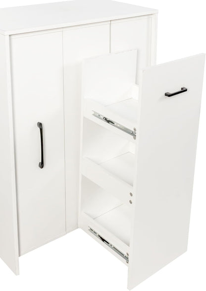 68'' Tall Narrow Storage Cabinet with Handle & Wheels, 7 Tier Pull-Out Kitchen Pantry Cart, Rolling Slim Freestanding Organizers Shelf Spice Rack for Small Spaces (White-Wheels, 7 Tier)