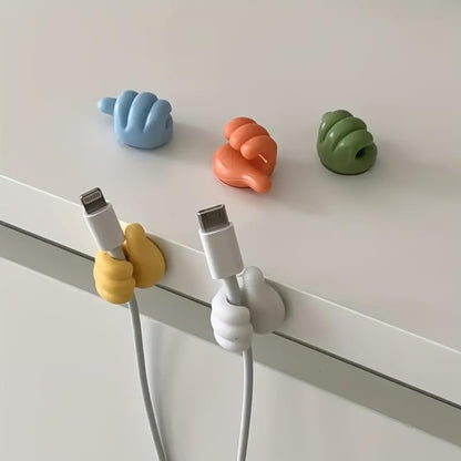 10Pcs Creative Silicone Thumb Wall Hook - Multifunction Adhesive Cable Clip Cable Organizer Clips Key Hanger