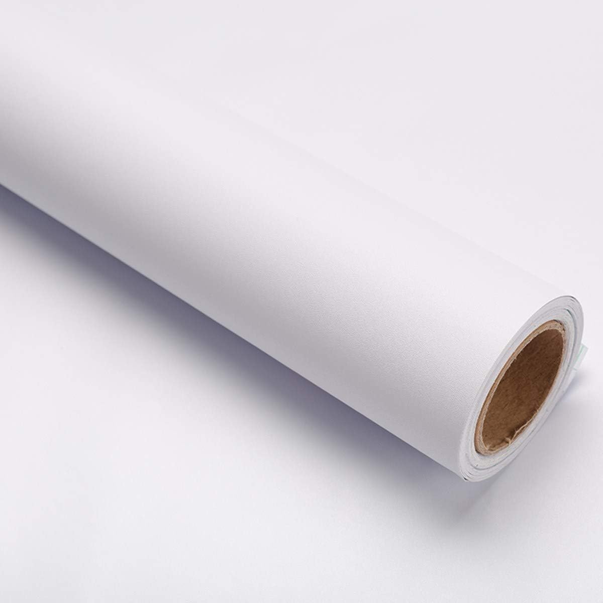 15.8" x400"White Wallpaper Self Adhesive Film Peel and Stick Wallpaper White Adhesive Paper Waterproof Removable DIY Decorative for Kitchen Cabinet Countertops Shelf Liner Upgrade Thicker