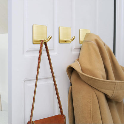FOTYRIG Heavy Duty Adhesive Towel Hooks Stick on Towel Hanger Wall Holder Waterproof Stainless Steel Sticky Hooks for Hanging Bathroom Kitchen Home-4 Packs