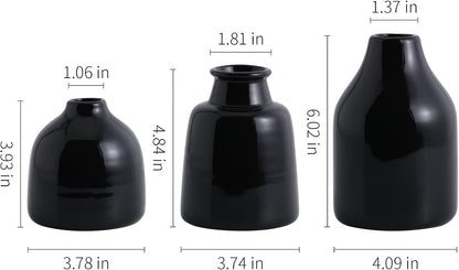 hjn Small White Vase Set of 3 for Modern Home Decor,Ceramic Vases for Centerpieces Flower Vases for Living Room Wedding/Dinner Table/Party -White