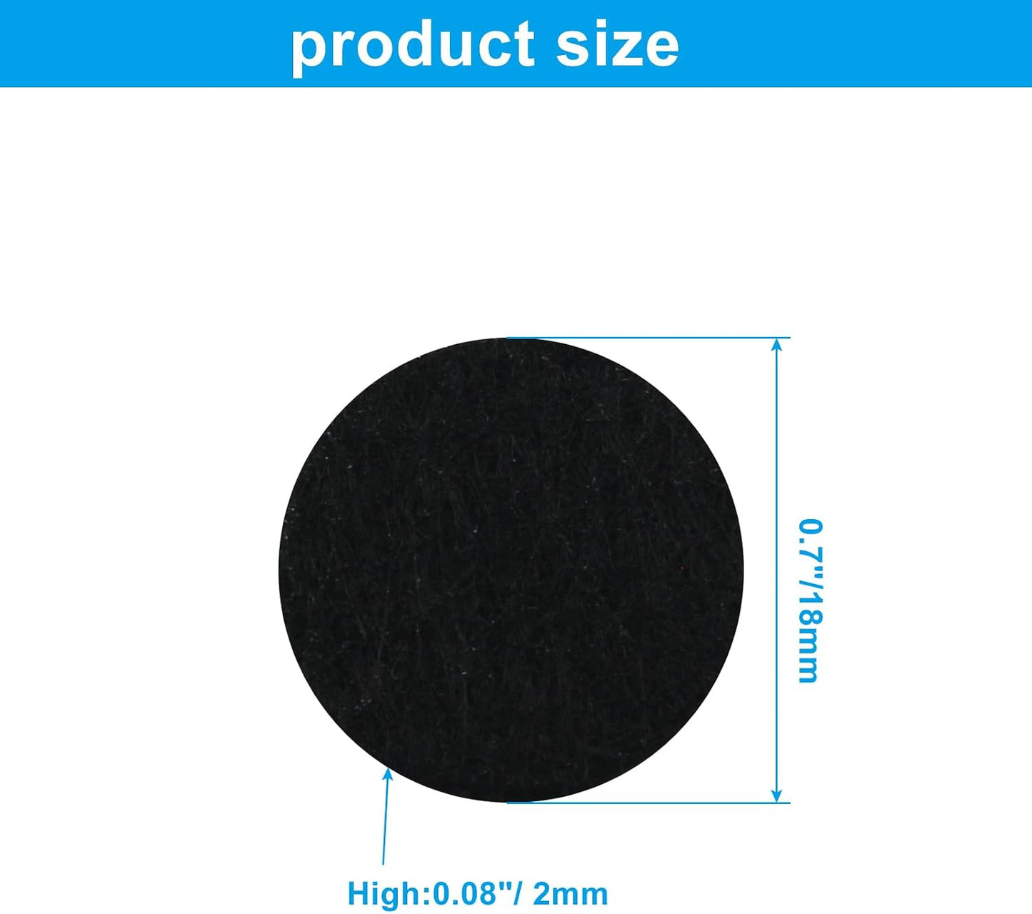 Bivethoi 180pcs Self-Stick Round Felt Furniture Pads Self-Adhesive Felt Pad for Chairs & Seat Legs, Easy Slide, Anti Scratch, Noise Stopper, Bumper & Buffer, Floor (0.7"/18 mm, Black, Round)