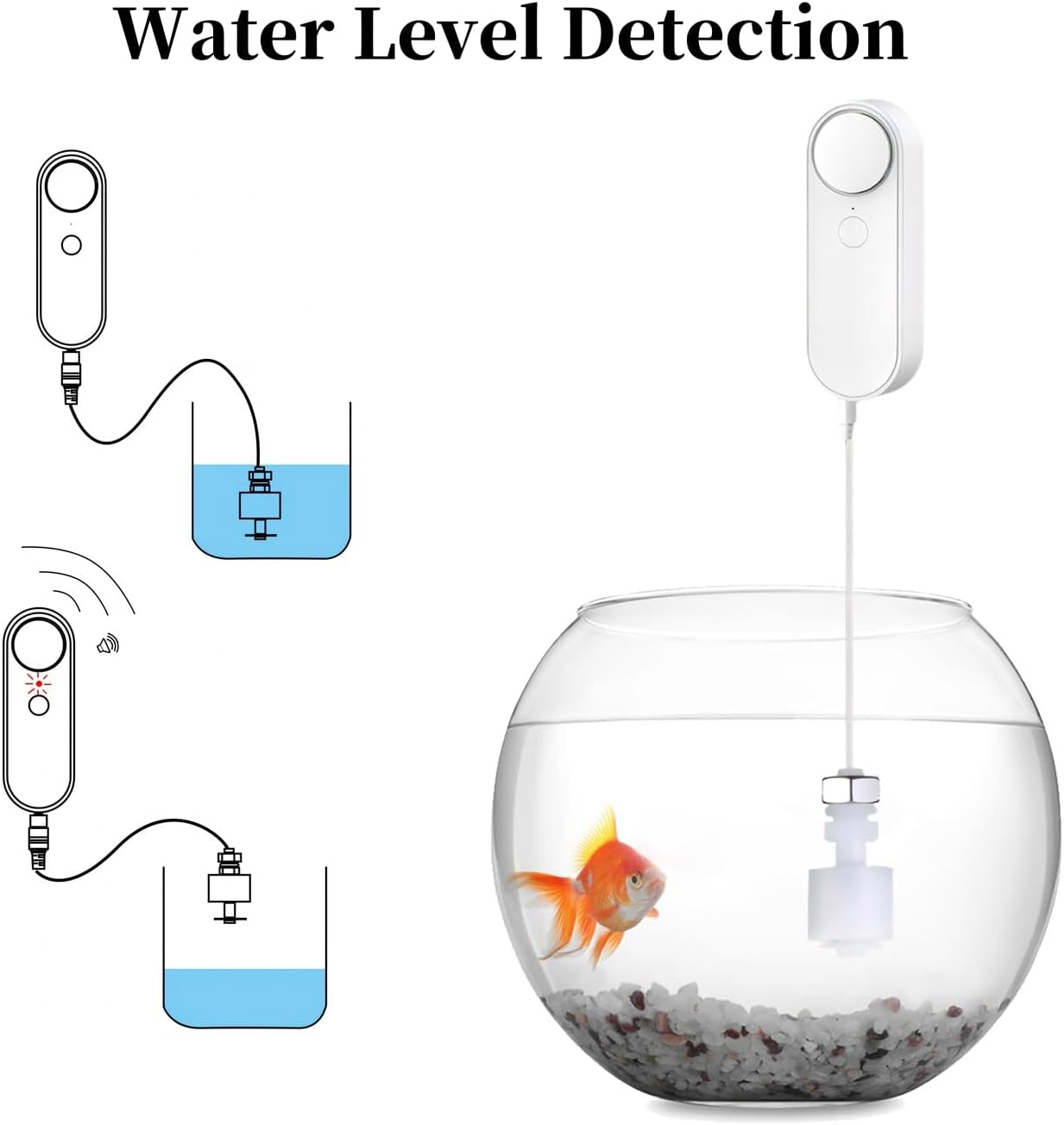 WiFi Water Level Detector Tuya Smart Sensor Alarm Dual Probe Loud Volume APP Alert Monitoring with 6.5 Feet Detection Line for Swimming Pool Fish Tank Aquarium