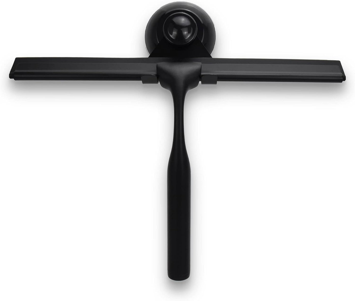 Matte Black Shower Squeegee for Glass Doors with Adhesive Hooks, Squeegee for Shower Glass, Cleaner Tool for Bathroom Household Window Mirror Tile Wall Car, 10 Inch Black