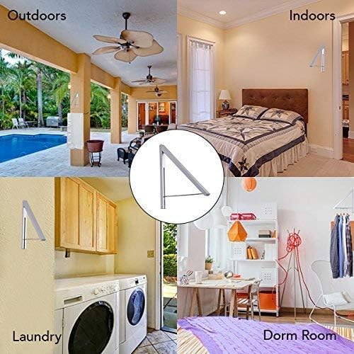 Single Foldable Clothing Rack, Wall-Mounted Retractable Clothes Hanger for Laundry Dryer Room, Hanging Drying Rod, Small Collapsible Folding Garment Racks, Dorm Accessories (Gold)