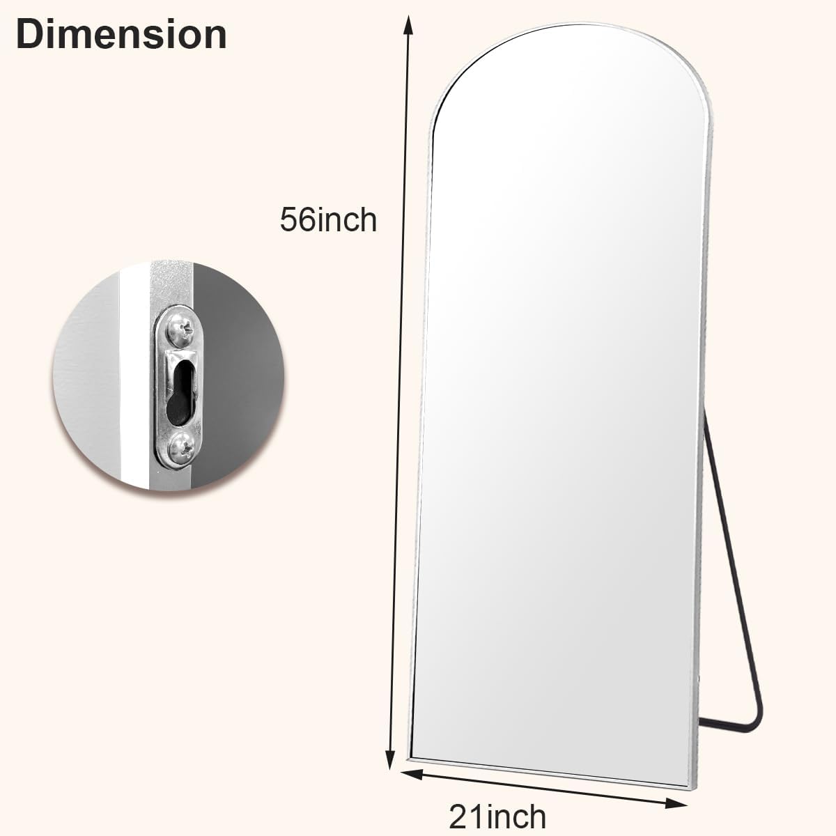 HARRITPURE 64"x21" Arched Full Length Mirror Free Standing Leaning Hanging Mounted Mirror Aluminum Frame Modern Simple Home Decor for Living Room Bedroom Cloakroom, Gold
