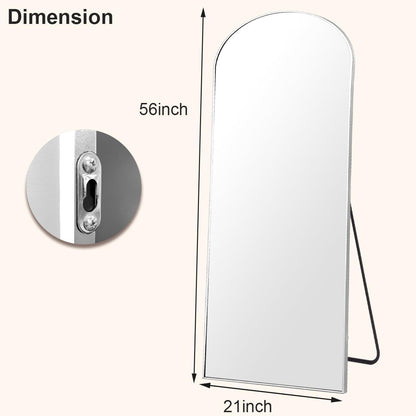HARRITPURE 64"x21" Arched Full Length Mirror Free Standing Leaning Hanging Mounted Mirror Aluminum Frame Modern Simple Home Decor for Living Room Bedroom Cloakroom, Gold