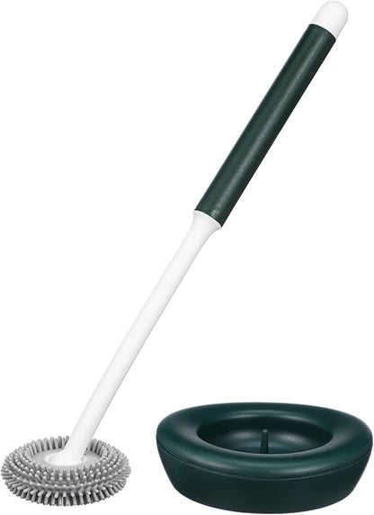 Mobestech 1set Silicone Toilet Brush with Holder Quick Drying Effortless Cleaning Flexible Bristles Essential Bathroom Tool for Toilet Maintenance