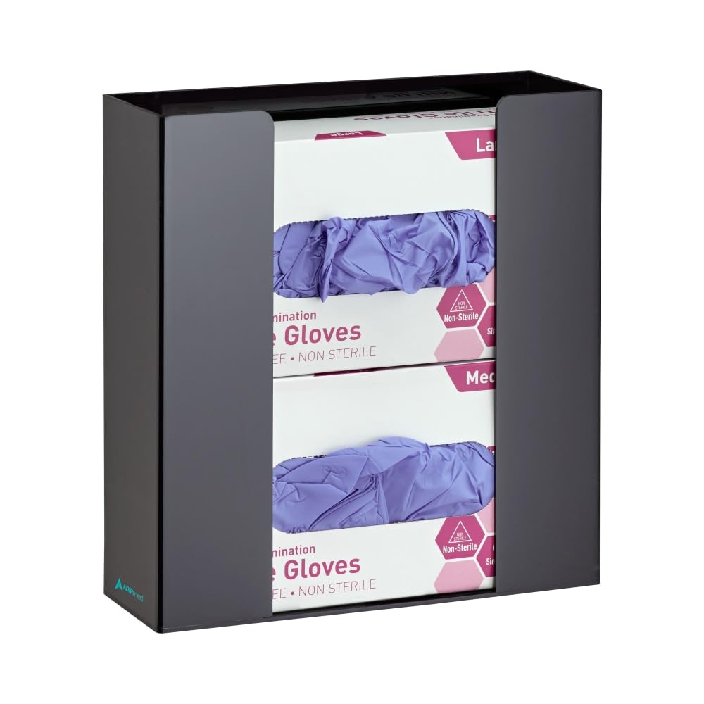 AdirMed VivaEssentials Double Glove Box Holder, Wall Mount or Free Standing Black Acrylic Glove Holder